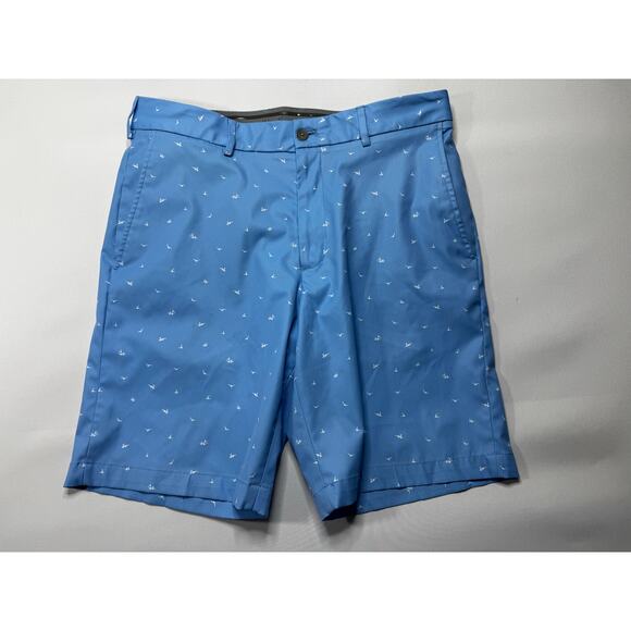 Walter Hagen Men's Blue Palm Bird Print Golf Shorts - Size 34x9 - Picture 1 of 4